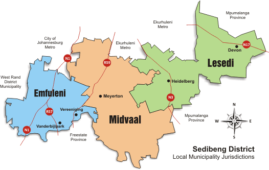 Sedibeng Local Municipalities Map
